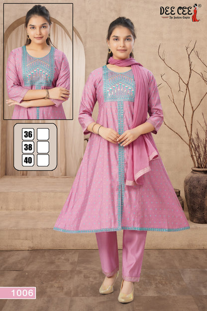 Parnita Deecee Roman Silk Girls Readymade Pant Suits Wholesale