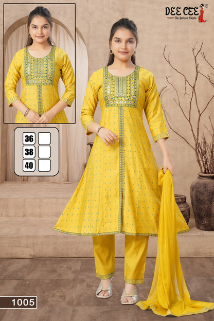 Parnita Deecee Roman Silk Girls Readymade Pant Suits Wholesale