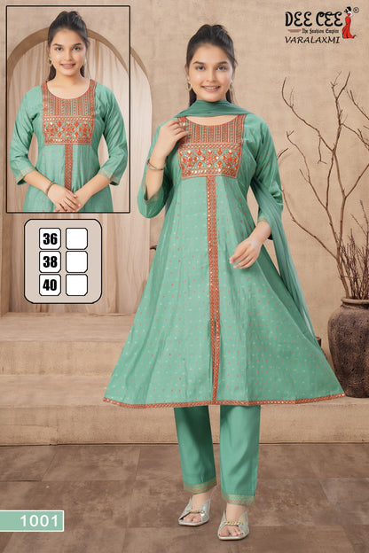 Parnita Deecee Roman Silk Girls Readymade Pant Suits Wholesale