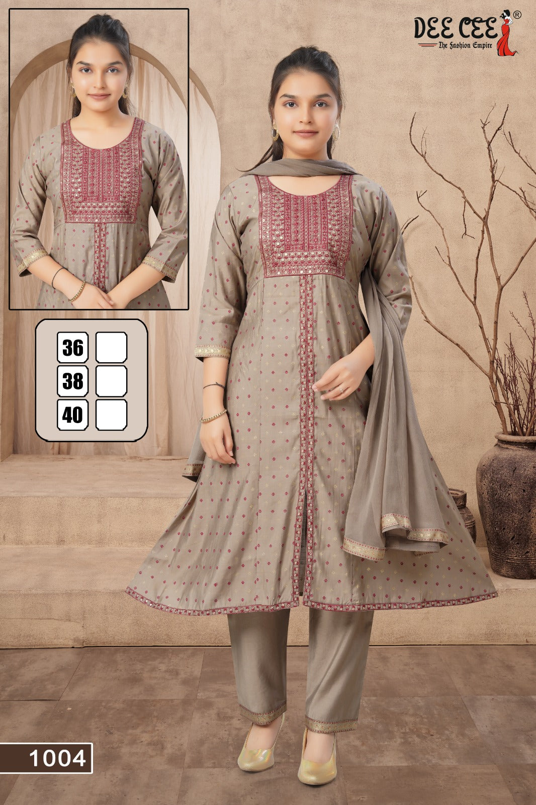 Parnita Deecee Roman Silk Girls Readymade Pant Suits Wholesale