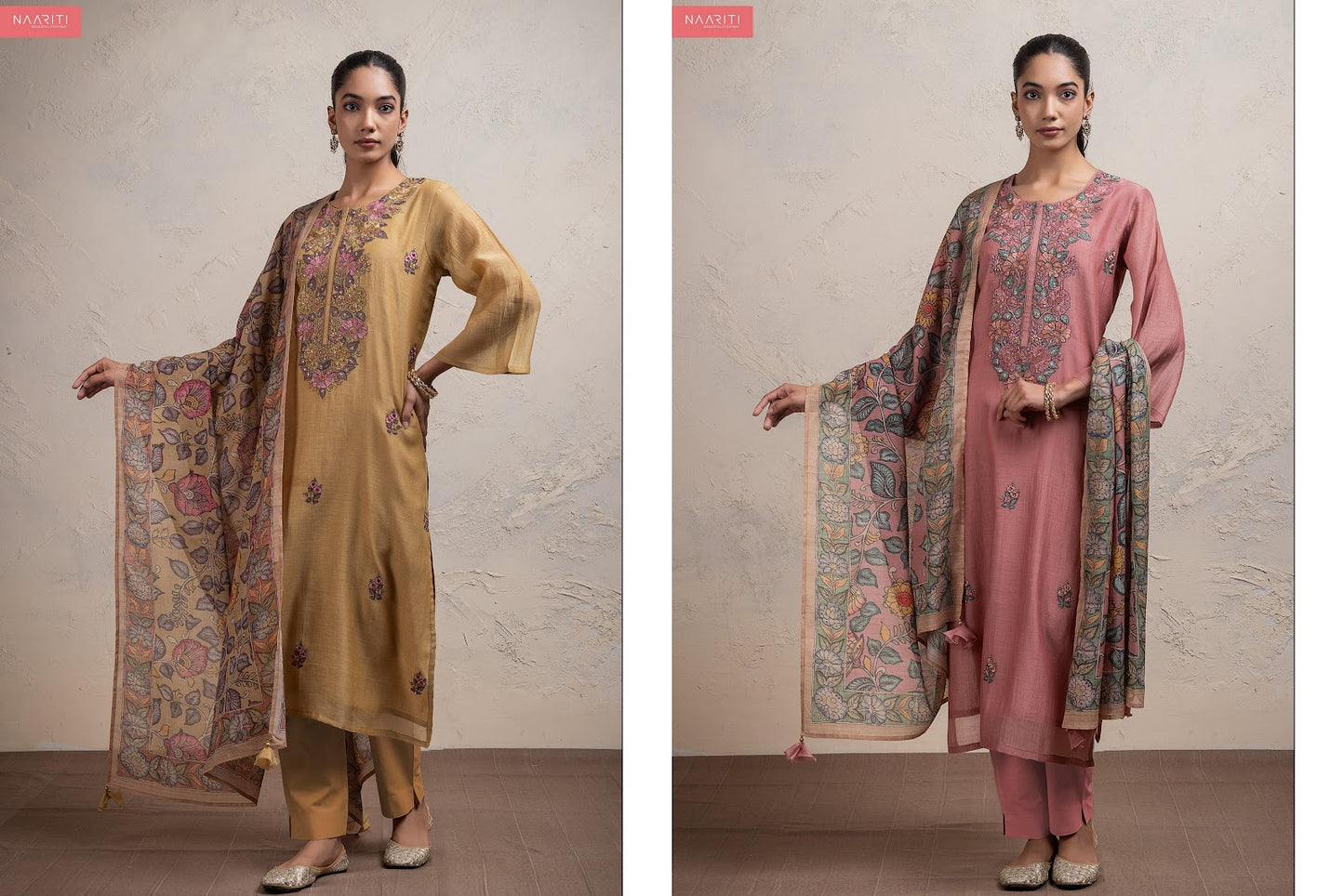 Parniya Naariti Mul Chanderi Pant Style Suits Wholesale