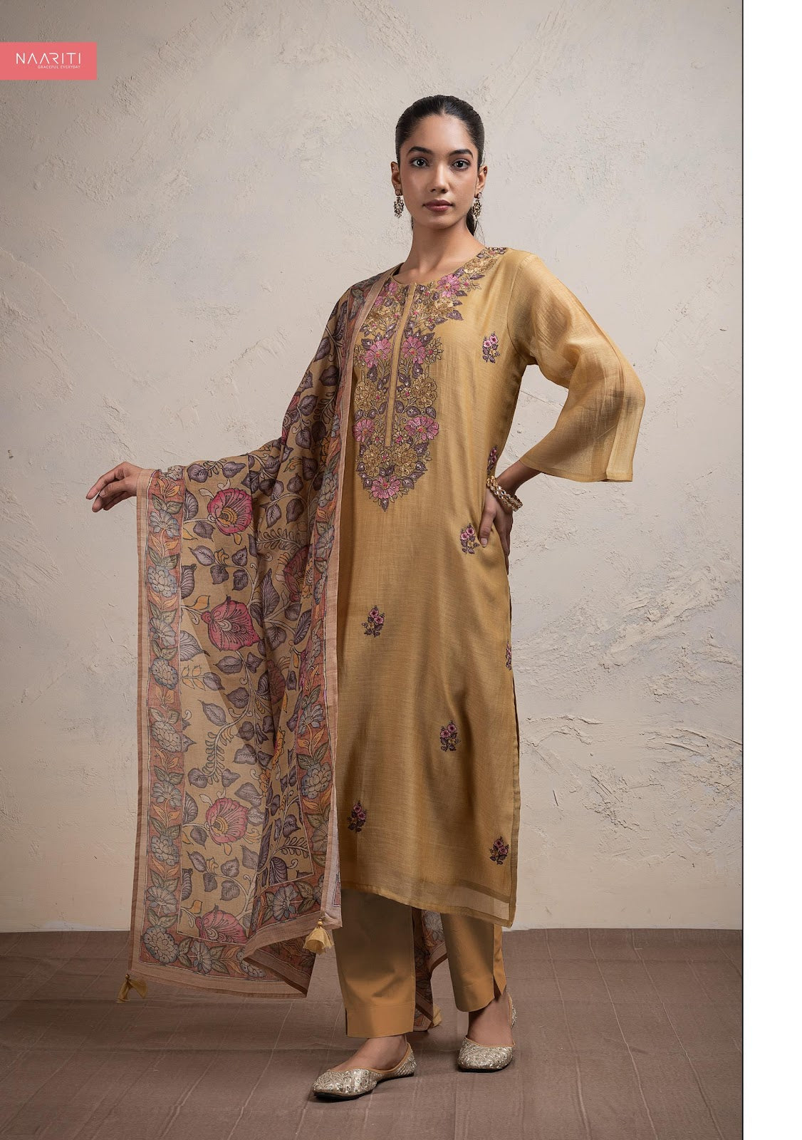 Parniya Naariti Mul Chanderi Pant Style Suits Wholesale