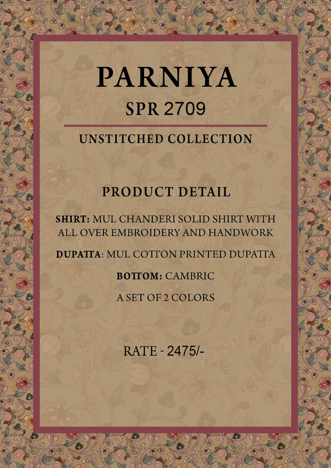 Parniya Naariti Mul Chanderi Pant Style Suits Wholesale