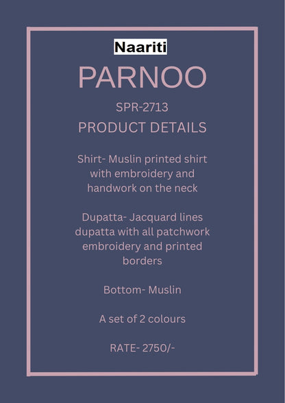 Parnoo 2713 Naariti Muslin Pant Style Suits Wholesale Rate