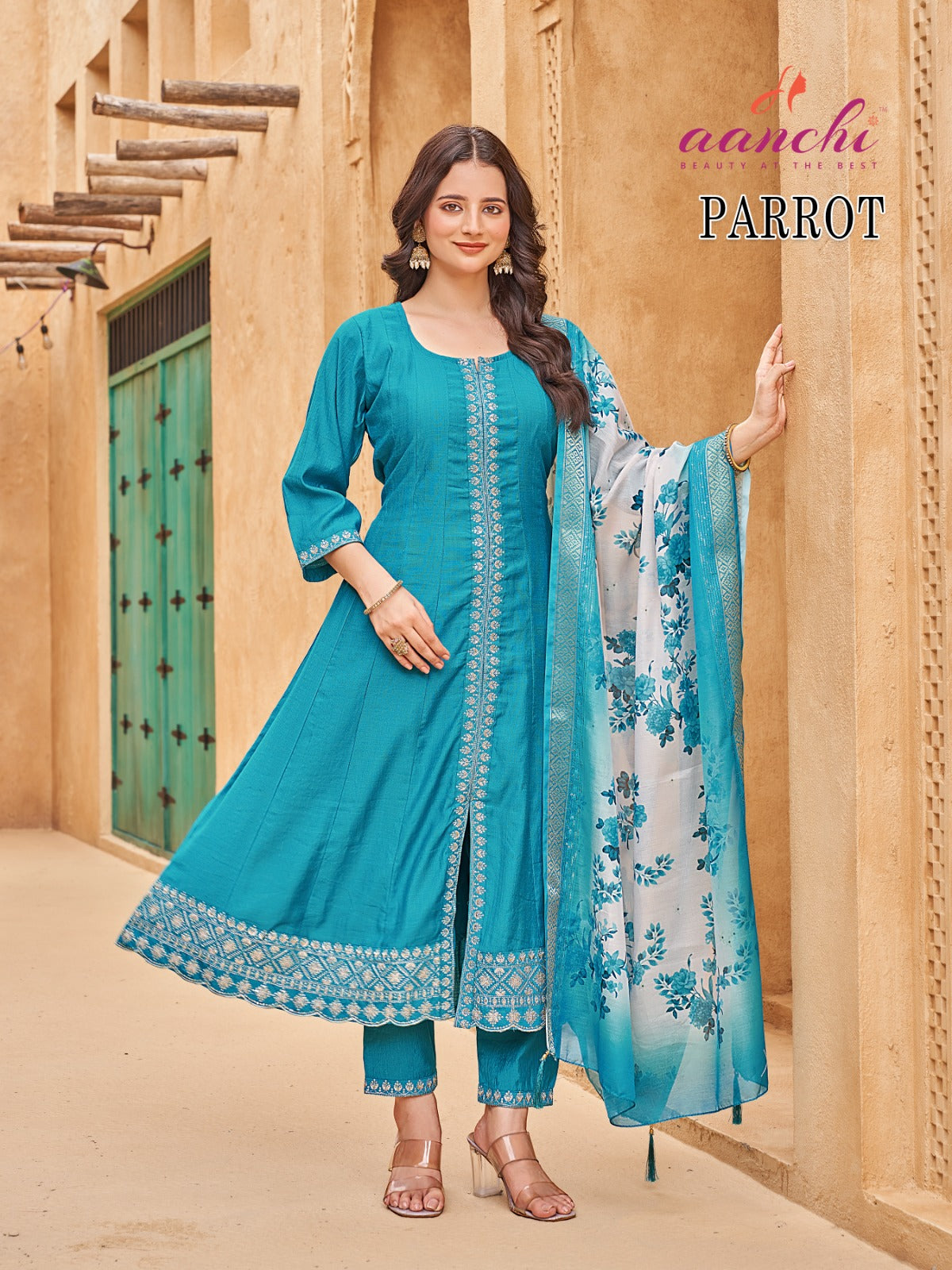 Parrot Aanchi Vatican Readymade Anarkali Suits Exporter Ahmedabad