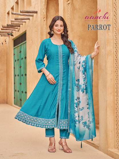 Parrot Aanchi Vatican Readymade Anarkali Suits Exporter Ahmedabad