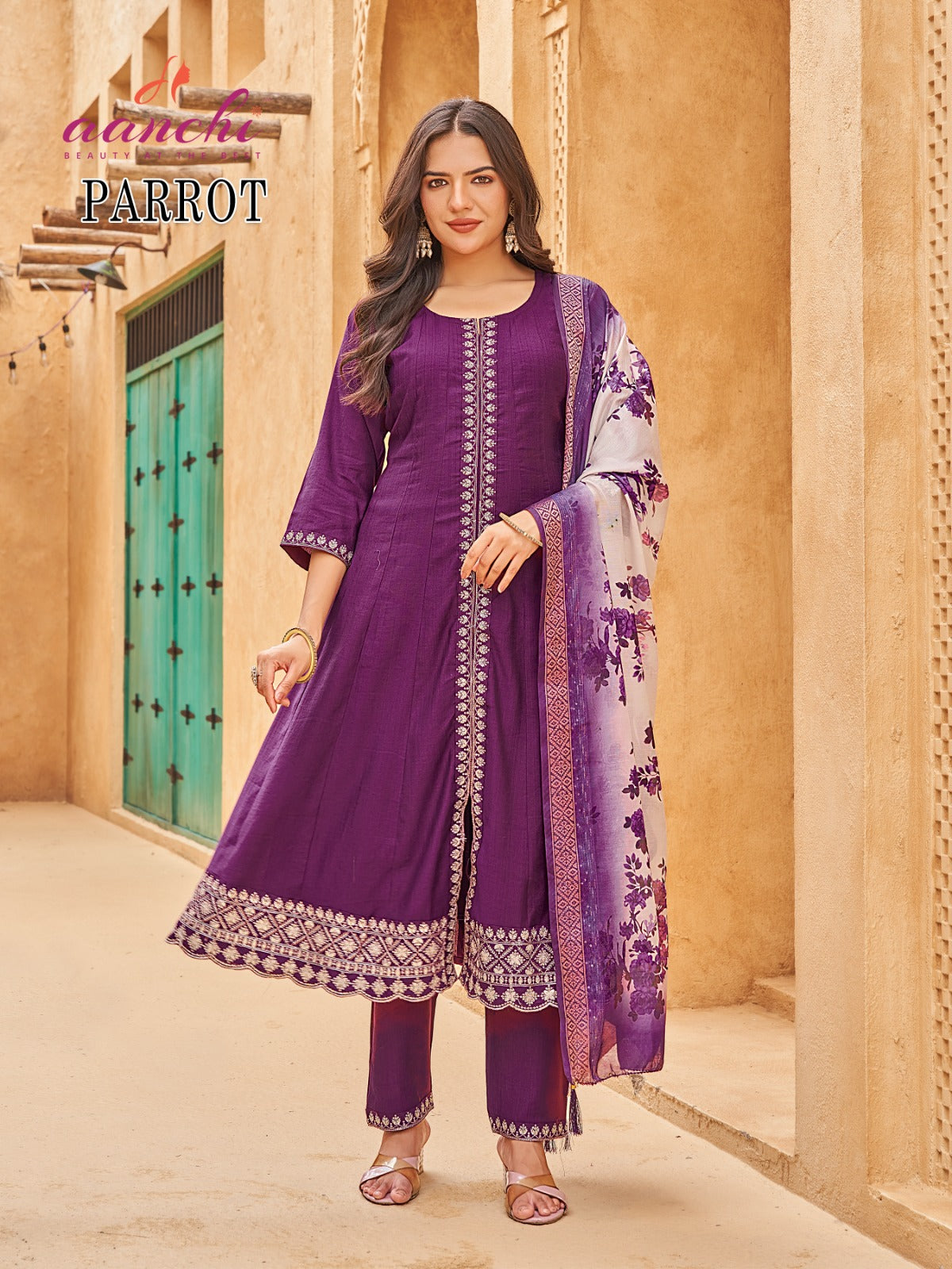 Parrot Aanchi Vatican Readymade Anarkali Suits Exporter Ahmedabad