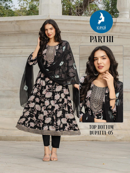 Parthi Kaya Rayon Readymade Anarkali Suits Supplier Ahmedabad
