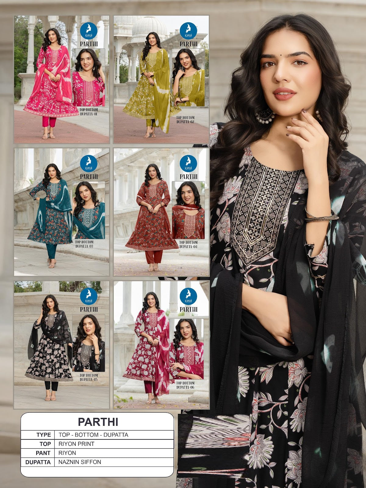 Parthi Kaya Rayon Readymade Anarkali Suits Supplier Ahmedabad