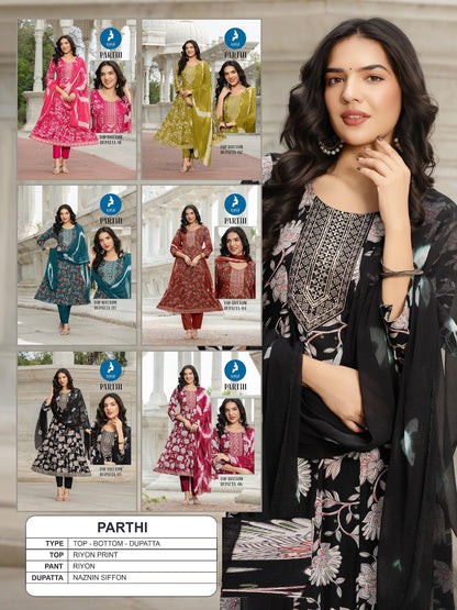 Parthi Kaya Rayon Readymade Anarkali Suits Supplier Ahmedabad