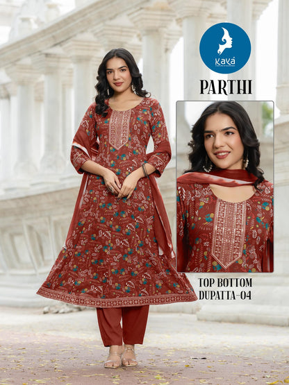 Parthi Kaya Rayon Readymade Anarkali Suits Supplier Ahmedabad