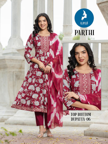 Parthi Kaya Rayon Readymade Anarkali Suits Supplier Ahmedabad
