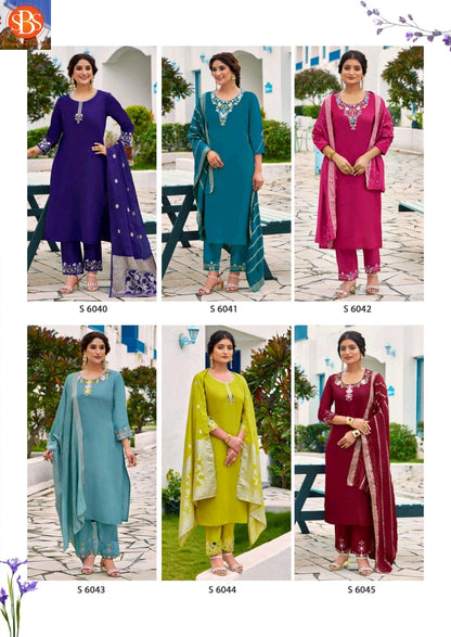 Parthivi Sbs Premium Silk Readymade Pant Style Suits Wholesaler Gujarat
