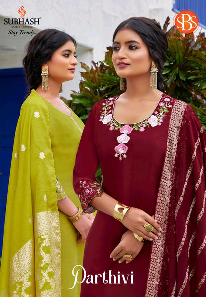 Parthivi Sbs Premium Silk Readymade Pant Style Suits Wholesaler Gujarat