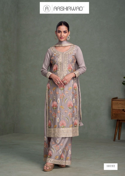 Parul Aashirwad Creation Chinon Silk Readymade Plazzo Style Suits Exporter India