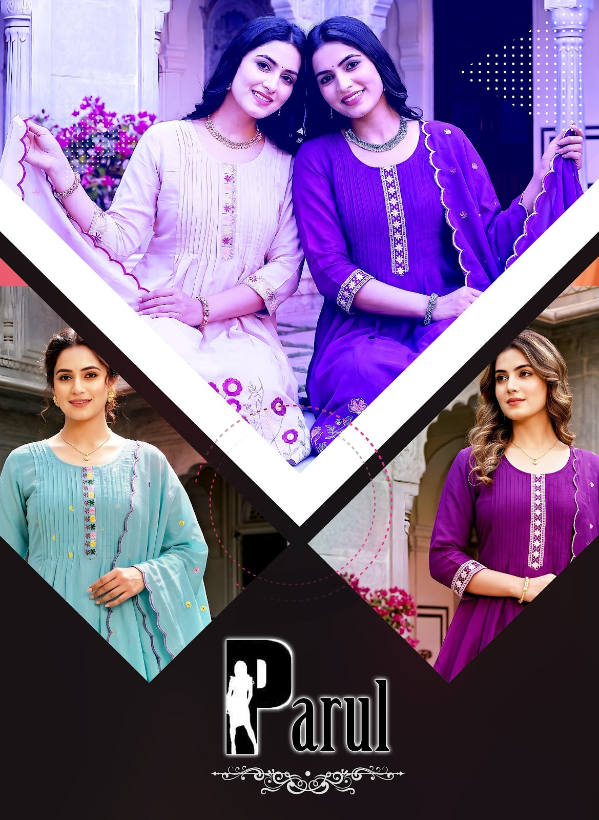 Parul Prmnt Chanderi Readymade Anarkali Suits Wholesale Price
