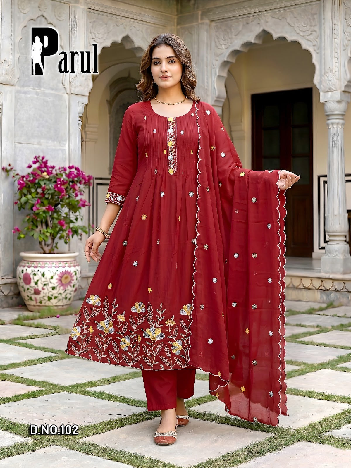 Parul Prmnt Chanderi Readymade Anarkali Suits Wholesale Price