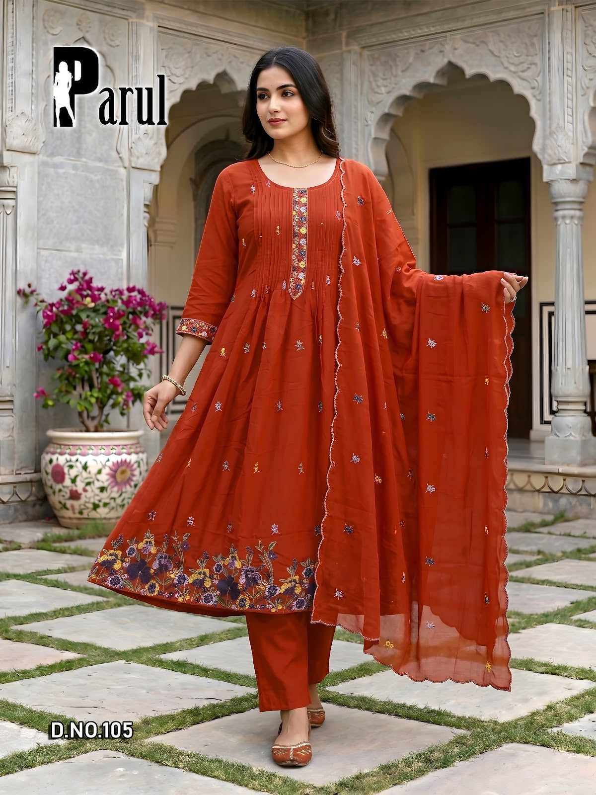Parul Prmnt Chanderi Readymade Anarkali Suits Wholesale Price