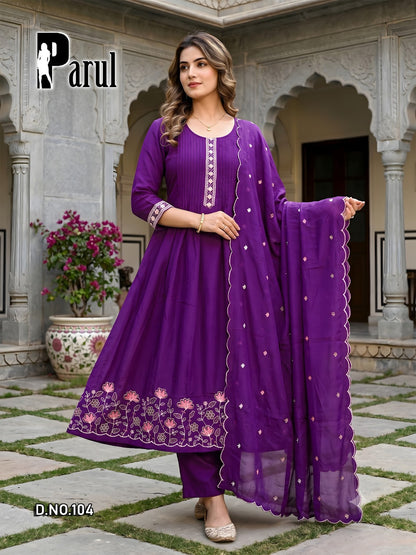 Parul Prmnt Chanderi Readymade Anarkali Suits Wholesale Price