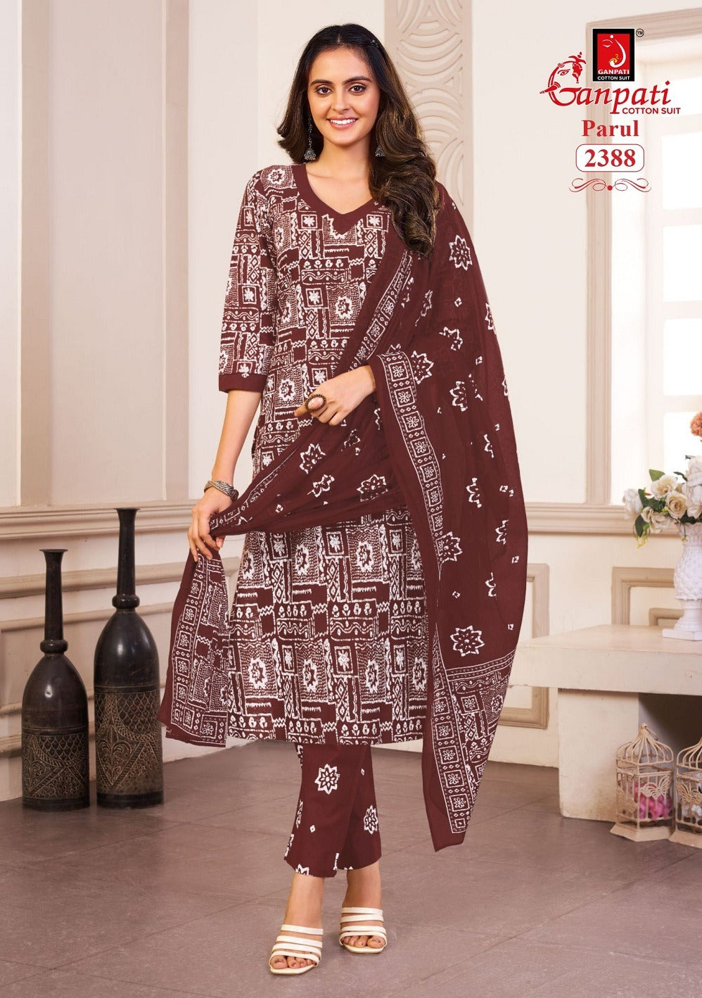 Parul Vol 12 Ganpati Cotton Readymade Pant Style Suits Exporter