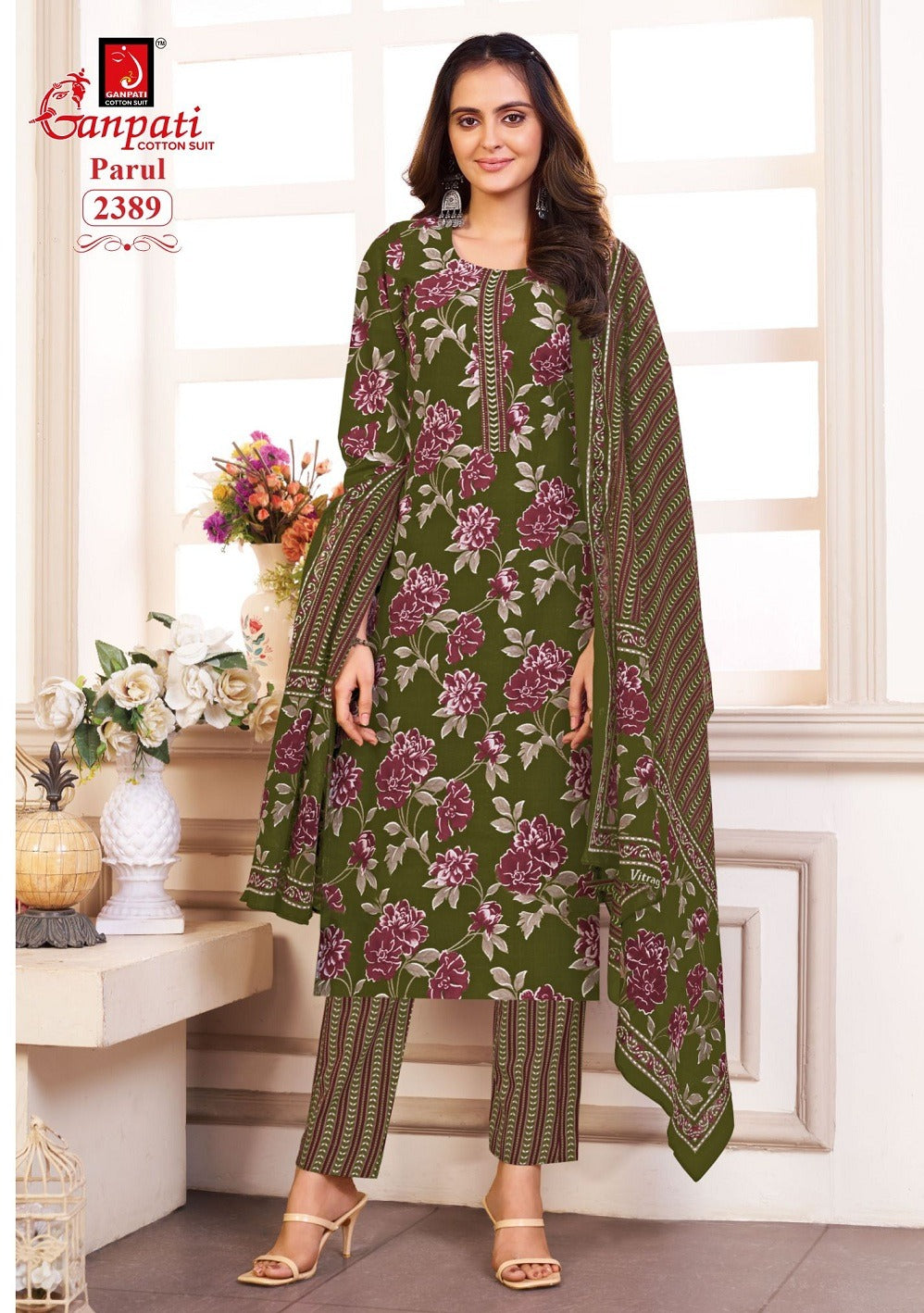 Parul Vol 12 Ganpati Cotton Readymade Pant Style Suits Exporter