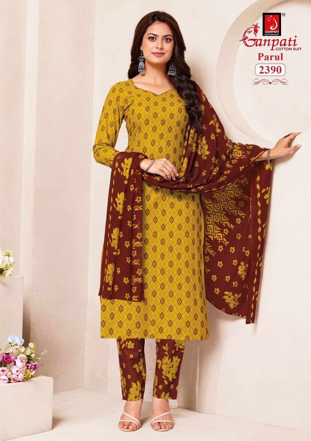 Parul Vol 12 Ganpati Cotton Readymade Pant Style Suits Exporter