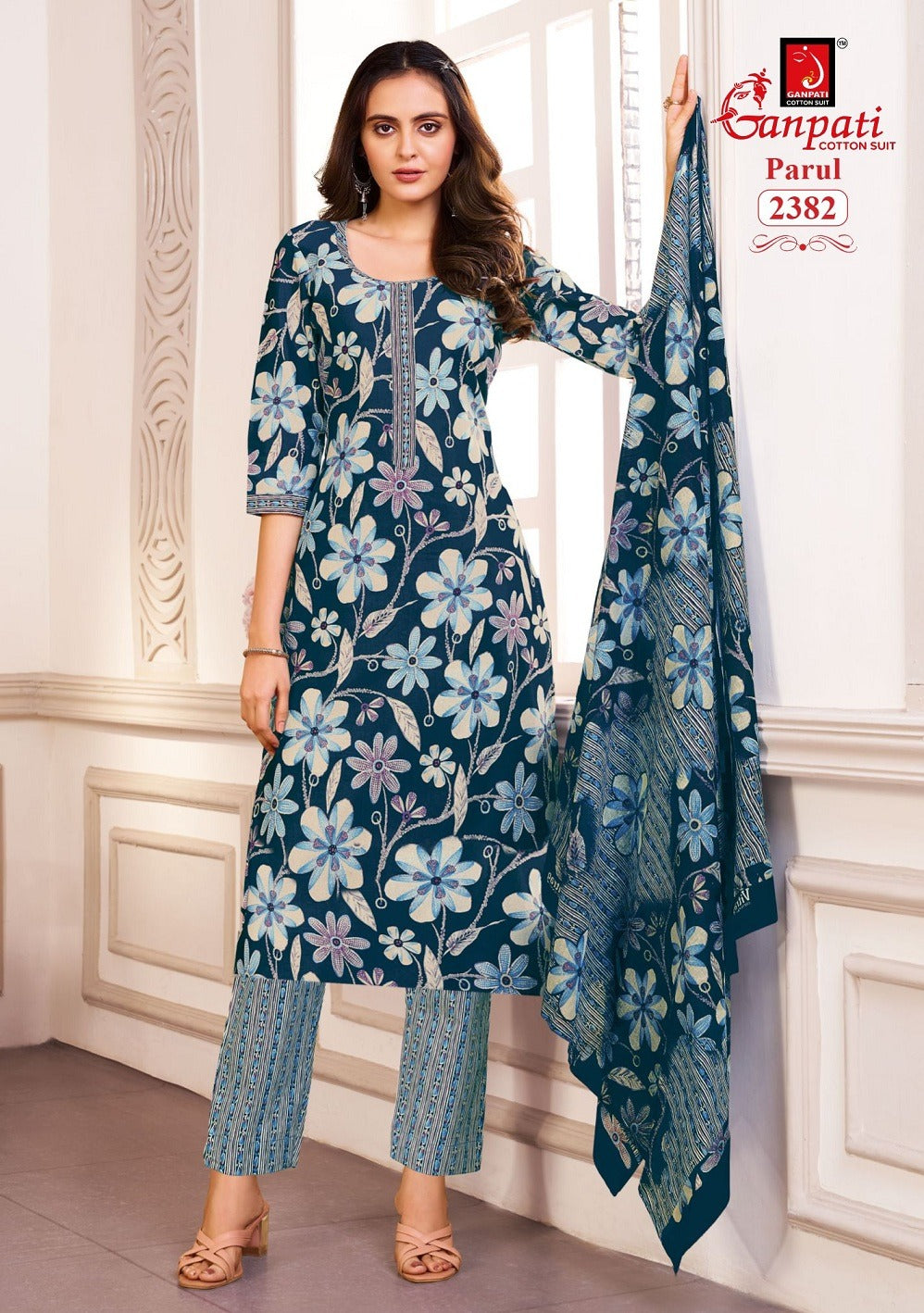 Parul Vol 12 Ganpati Cotton Readymade Pant Style Suits Exporter