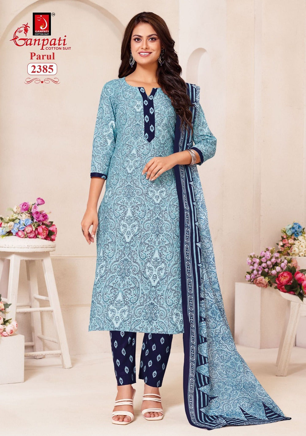 Parul Vol 12 Ganpati Cotton Readymade Pant Style Suits Exporter