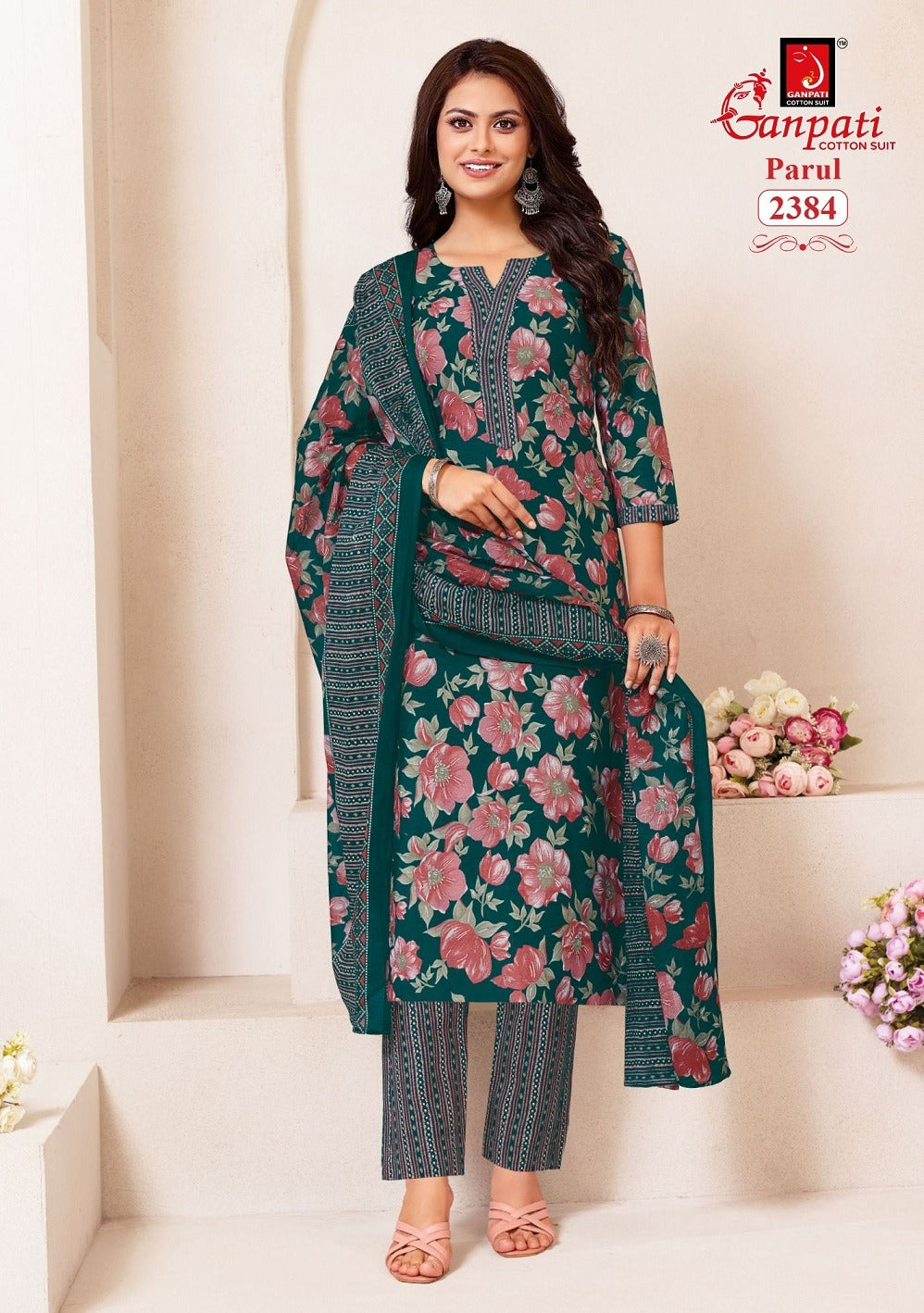 Parul Vol 12 Ganpati Cotton Readymade Pant Style Suits Exporter