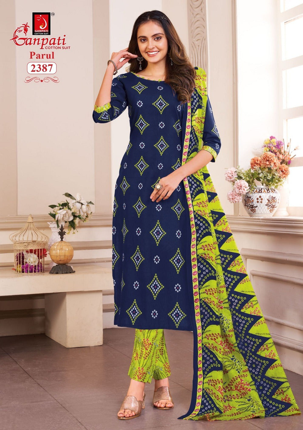 Parul Vol 12 Ganpati Cotton Readymade Pant Style Suits Exporter