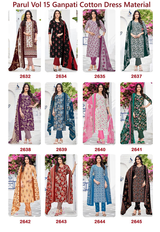 Parul Vol 15 Ganpati Cotton Dress Material Exporter India