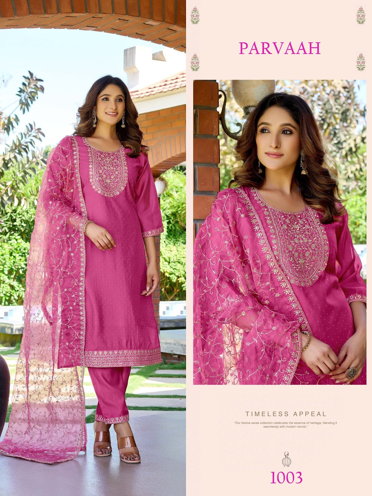 Parvaah Premnath Roman Silk Readymade Pant Style Suits Wholesale Price