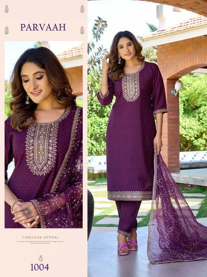 Parvaah Premnath Roman Silk Readymade Pant Style Suits Wholesale Price