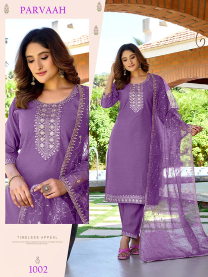 Parvaah Premnath Roman Silk Readymade Pant Style Suits Wholesale Price