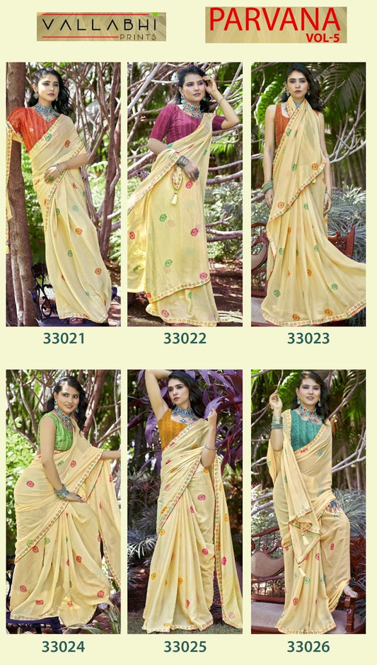 Parvana Vol 5 Vallabhi Prints Brasso Sarees Supplier Gujarat