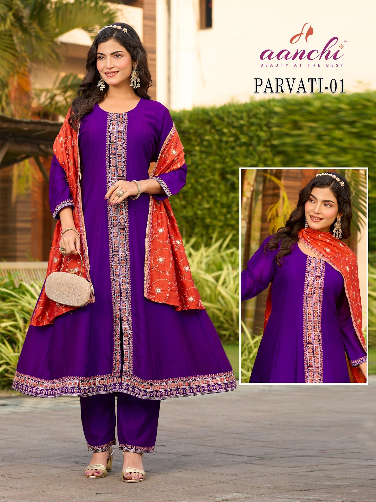 Parvati 01 To 05 Aanchi Vichitra Silk Readymade Suits Supplier India