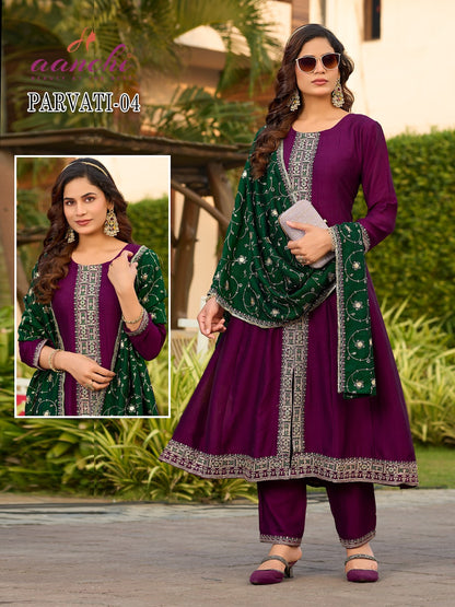 Parvati 01 To 05 Aanchi Vichitra Silk Readymade Suits Supplier India