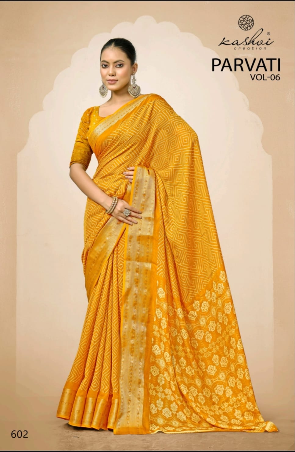 Parvati Vol 6 Kashvi Creation Jacquard Sarees Exporter Ahmedabad