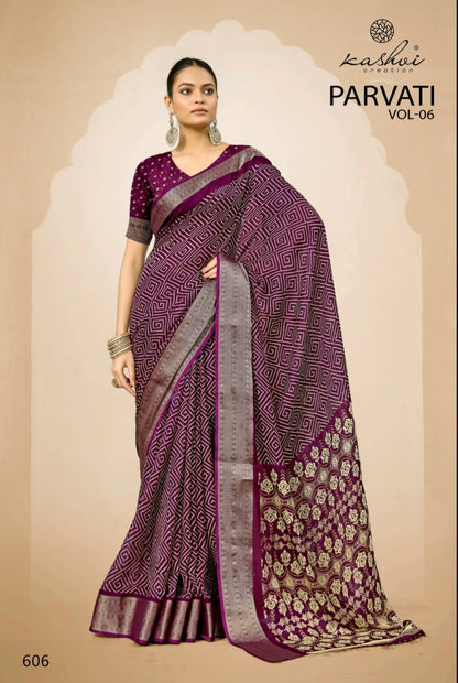 Parvati Vol 6 Kashvi Creation Jacquard Sarees Exporter Ahmedabad