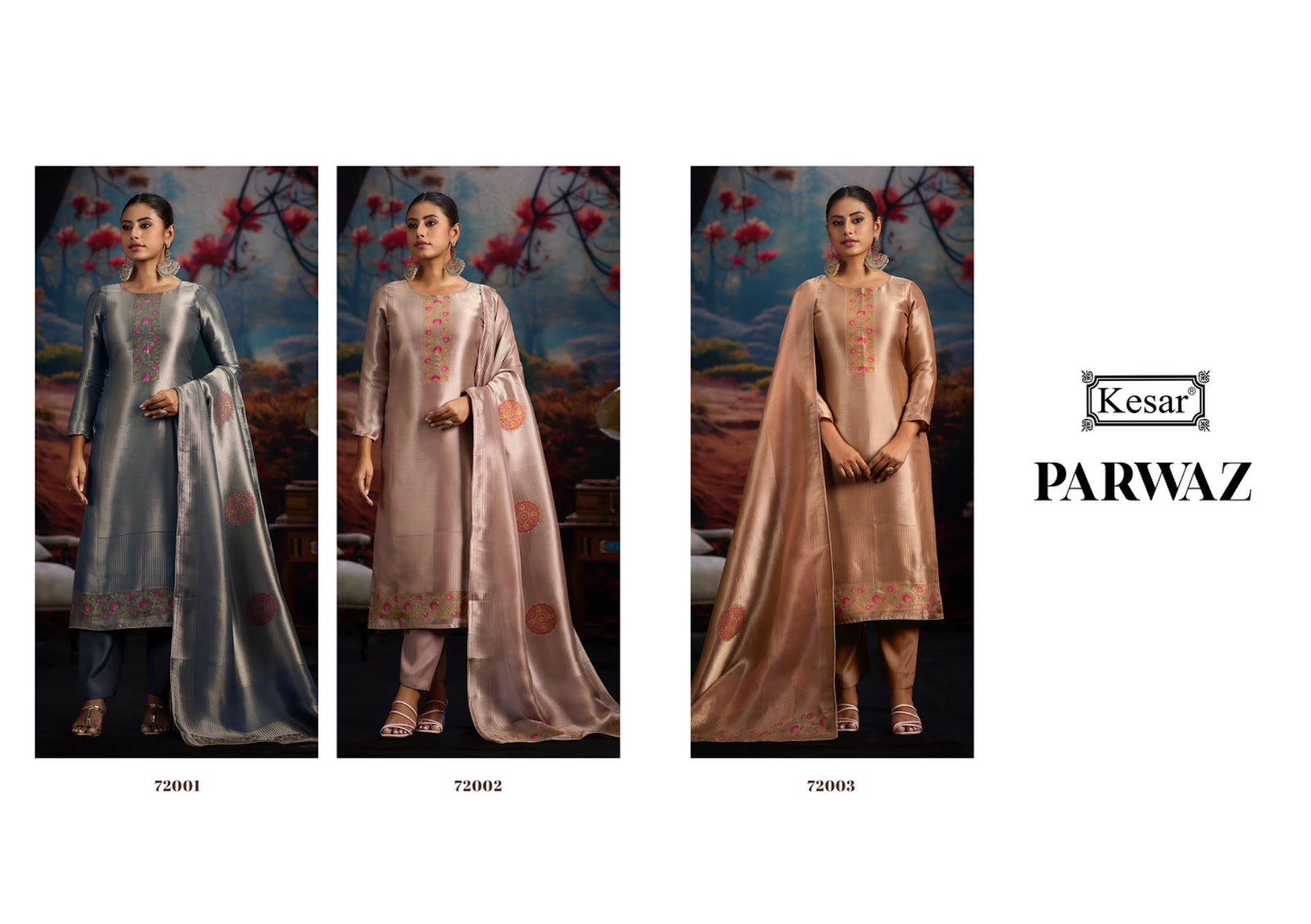 Parwaz Kesar Bemberg Silk Karachi Salwar Suits Wholesale Price