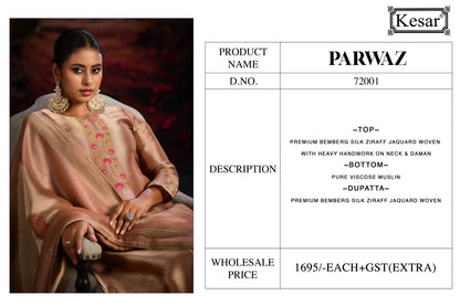 Parwaz Kesar Bemberg Silk Karachi Salwar Suits Wholesale Price