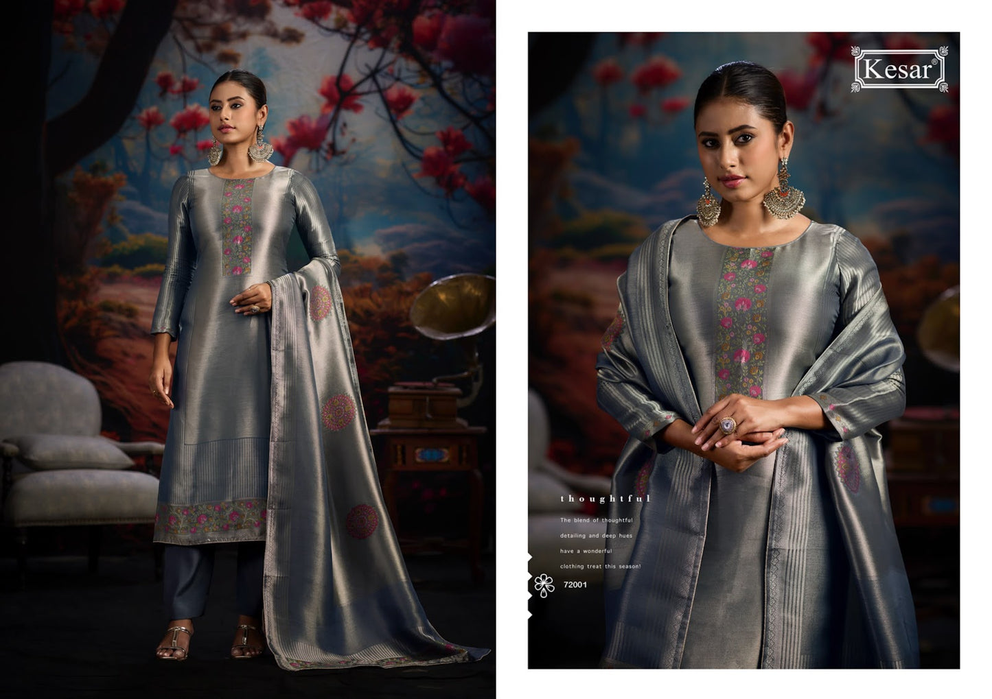 Parwaz Kesar Bemberg Silk Karachi Salwar Suits Wholesale Price