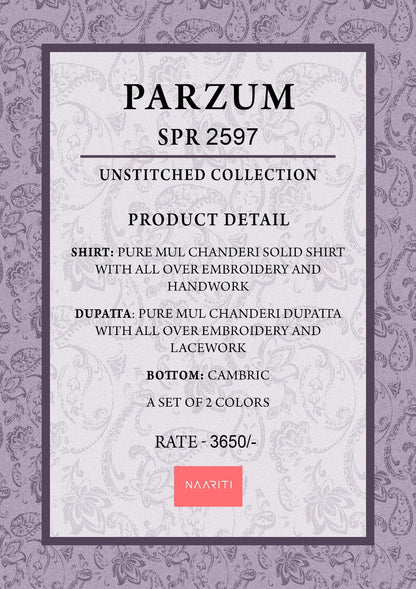 Parzum Naariti Mul Chanderi Pant Style Suits Exporter India