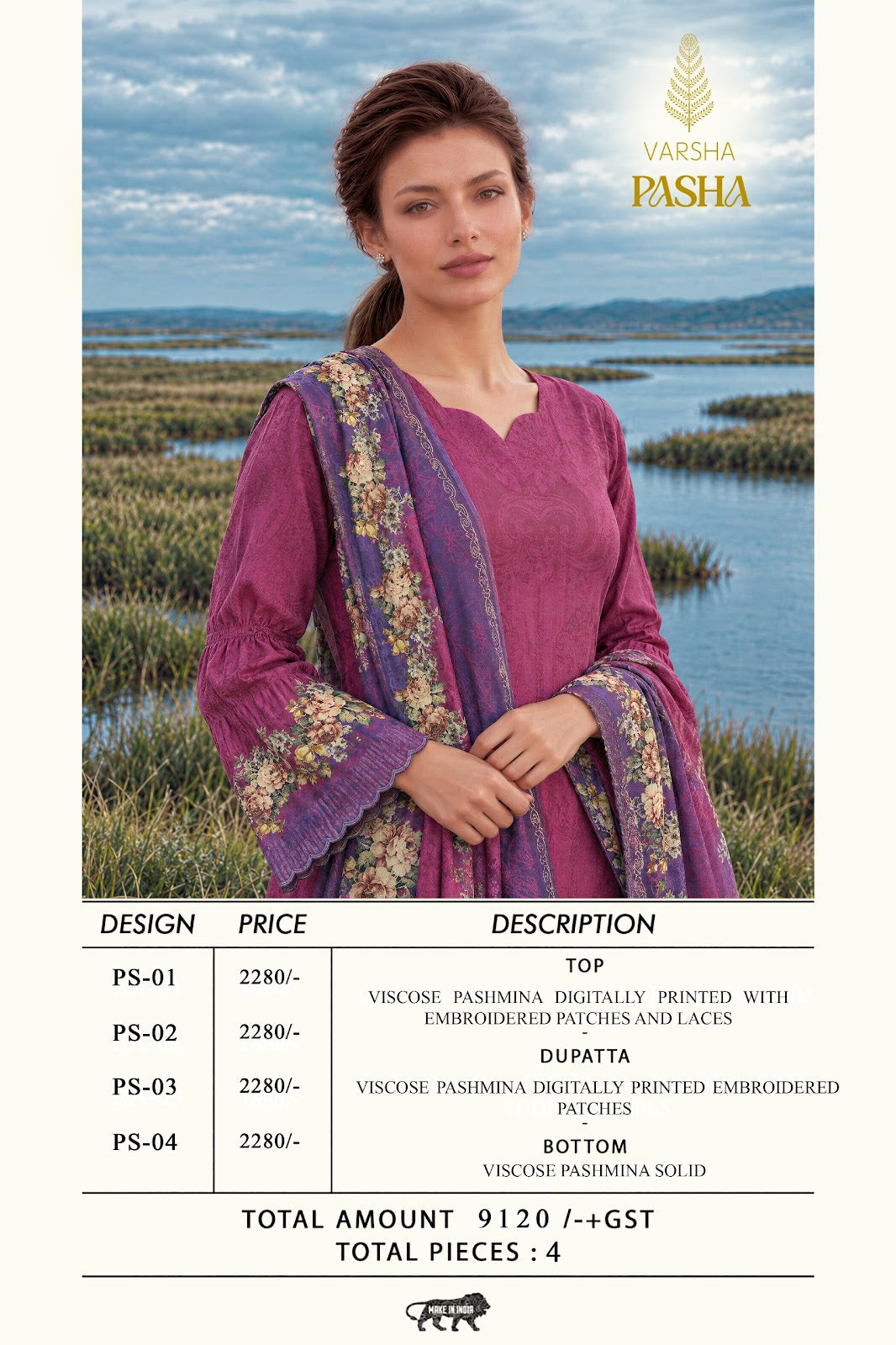 Pasha Varshaa Viscose Pashmina Suits Exporter India