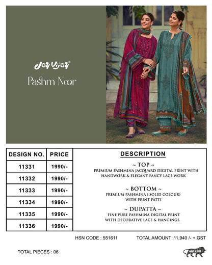 Pashm Noor Jay Vijay Jacquard Pashmina Suits Supplier