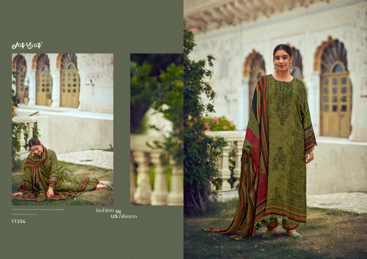 Pashm Noor Jay Vijay Jacquard Pashmina Suits Supplier