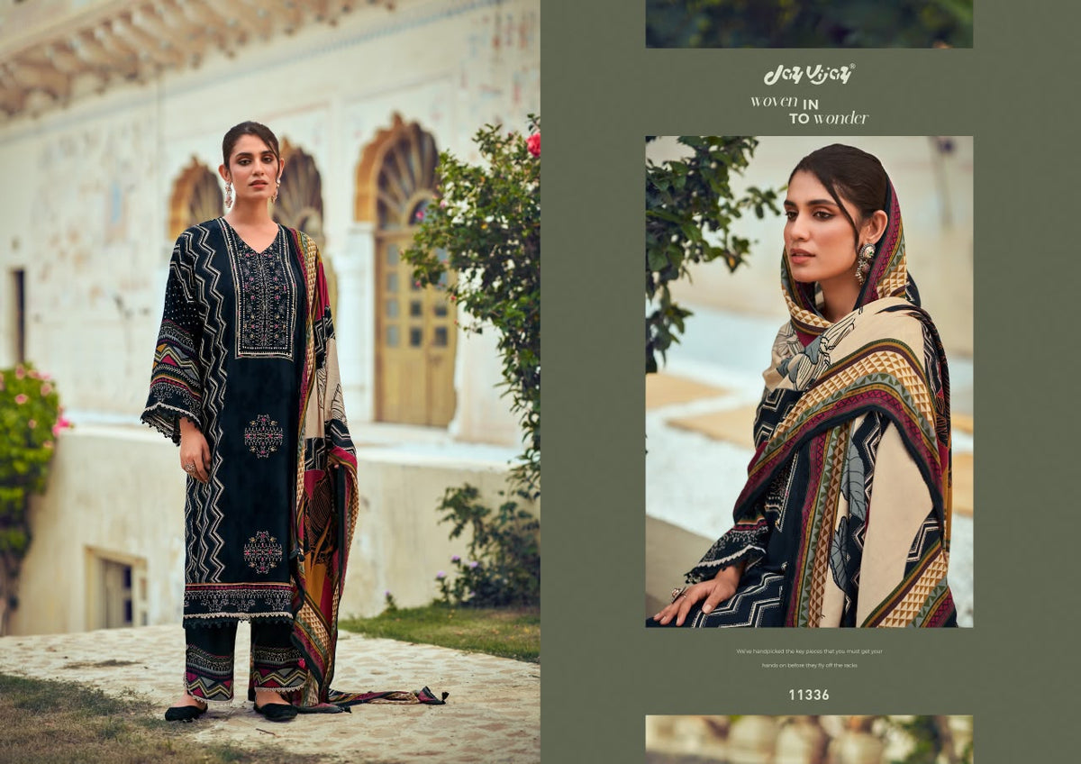 Pashm Noor Jay Vijay Jacquard Pashmina Suits Supplier