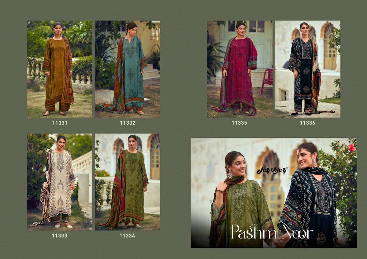 Pashm Noor Jay Vijay Jacquard Pashmina Suits Supplier
