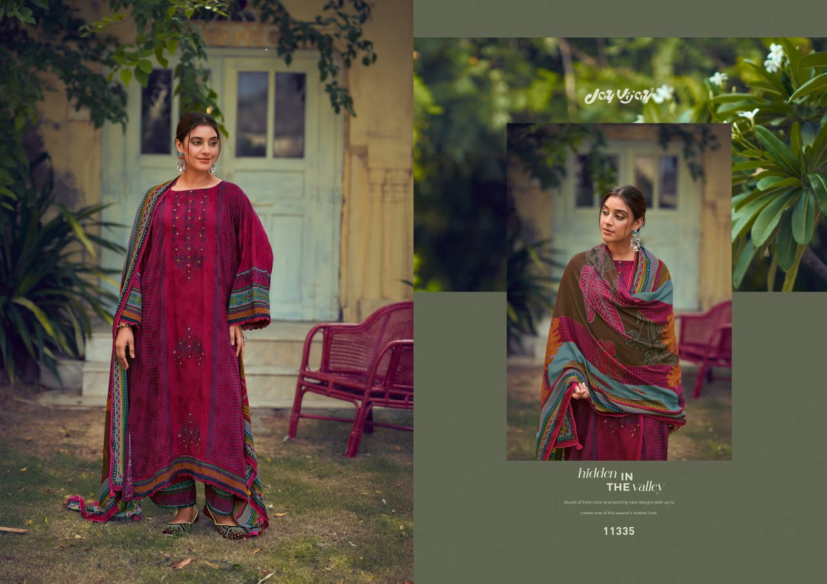 Pashm Noor Jay Vijay Jacquard Pashmina Suits Supplier