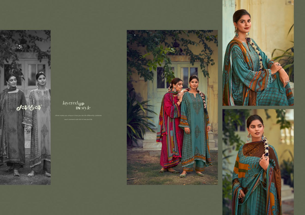 Pashm Noor Jay Vijay Jacquard Pashmina Suits Supplier